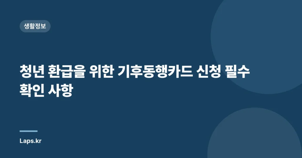 청년 환급을 위한 기후동행카드 신청 필수 확인 사항