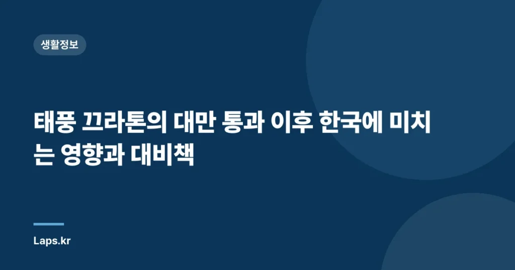 태풍 끄라톤의 대만 통과 이후 한국에 미치는 영향과 대비책