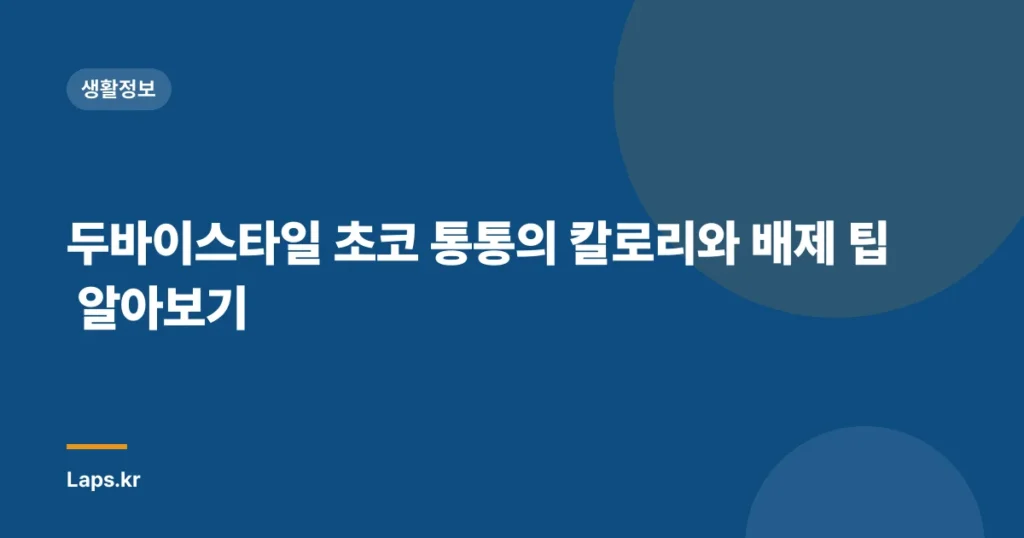두바이스타일 초코 통통의 칼로리와 배제 팁 알아보기