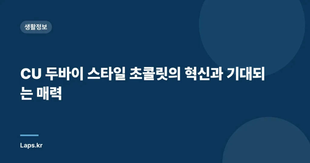 CU 두바이 스타일 초콜릿의 혁신과 기대되는 매력