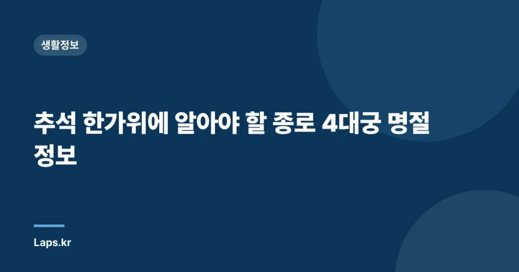추석 한가위에 알아야 할 종로 4대궁 명절 정보