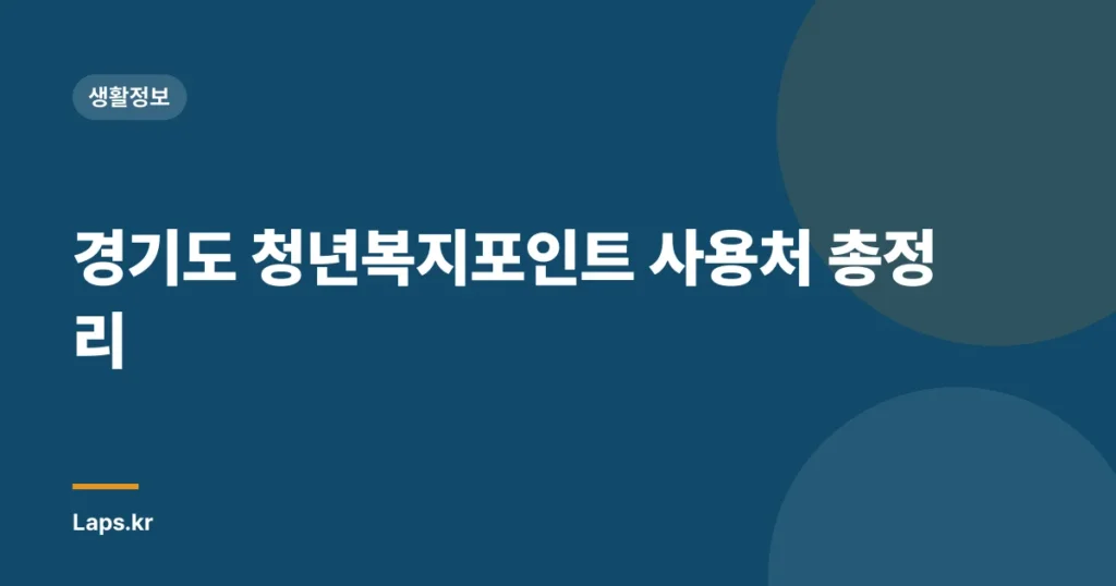 경기도 청년복지포인트 사용처 총정리
