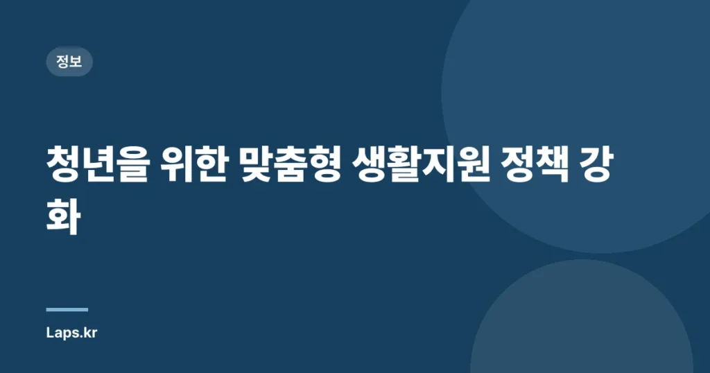 청년을 위한 맞춤형 생활지원 정책 강화