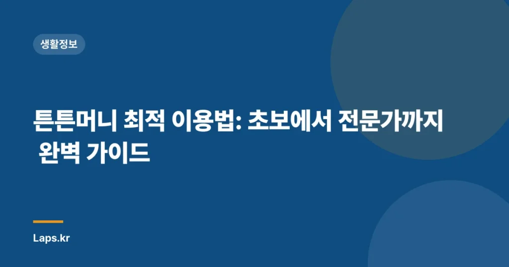 튼튼머니 최적 이용법: 초보에서 전문가까지 완벽 가이드