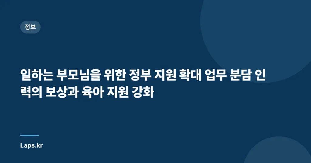 일하는 부모님을 위한 정부 지원 확대 업무 분담 인력의 보상과 육아 지원 강화