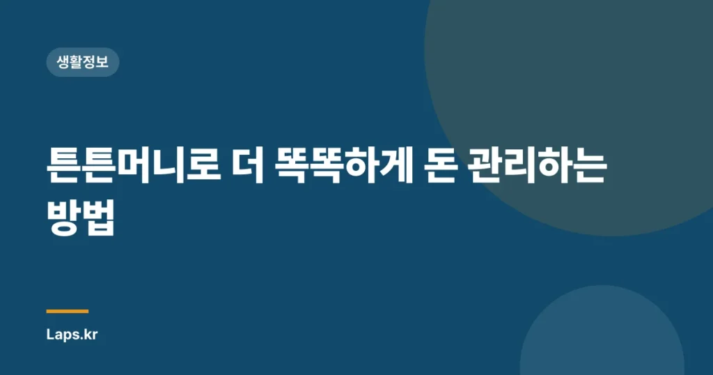 튼튼머니로 더 똑똑하게 돈 관리하는 방법