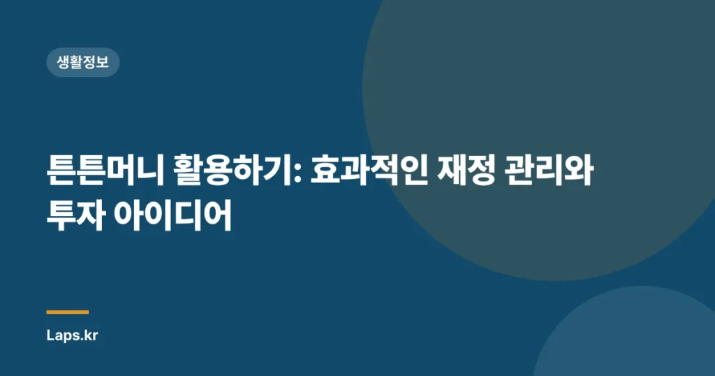 튼튼머니 활용하기: 효과적인 재정 관리와 투자 아이디어