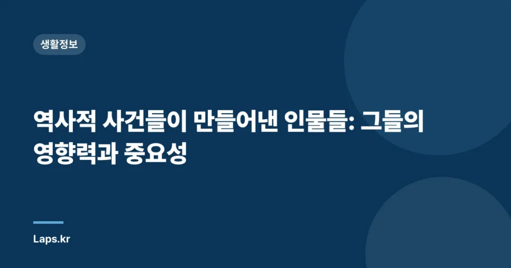 역사적 사건들이 만들어낸 인물들: 그들의 영향력과 중요성