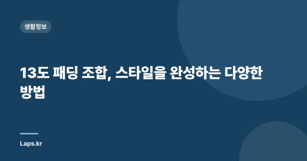 13도 패딩 조합, 스타일을 완성하는 다양한 방법