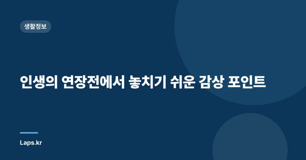 인생의 연장전에서 놓치기 쉬운 감상 포인트