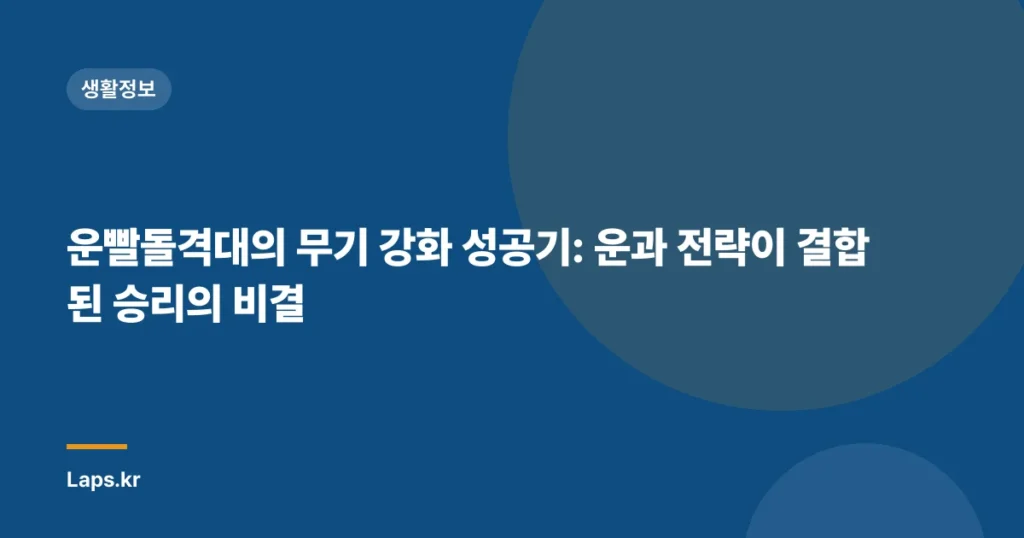 운빨돌격대의 무기 강화 성공기: 운과 전략이 결합된 승리의 비결