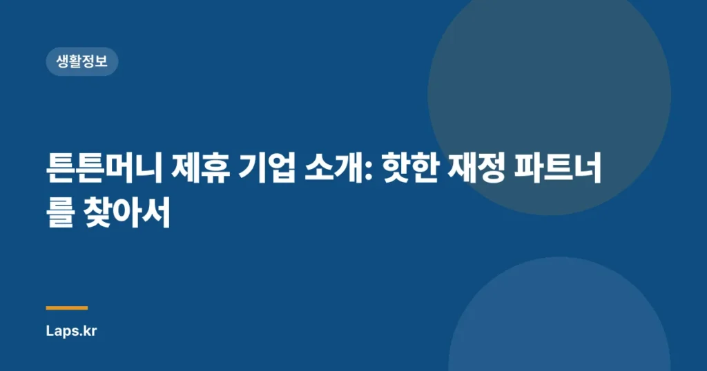 튼튼머니 제휴 기업 소개: 핫한 재정 파트너를 찾아서