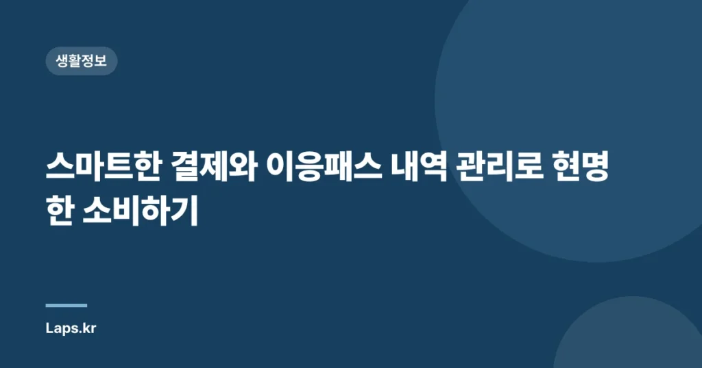 스마트한 결제와 이응패스 내역 관리로 현명한 소비하기
