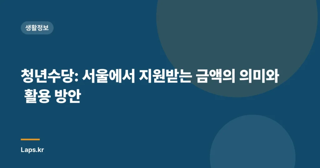 청년수당: 서울에서 지원받는 금액의 의미와 활용 방안