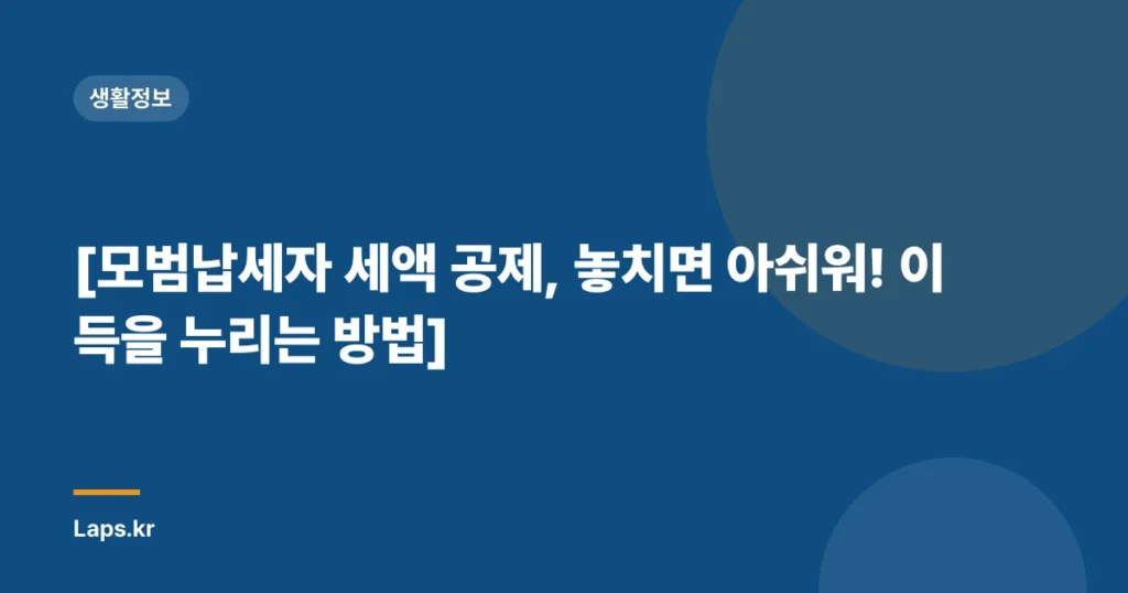 [모범납세자 세액 공제, 놓치면 아쉬워! 이득을 누리는 방법]