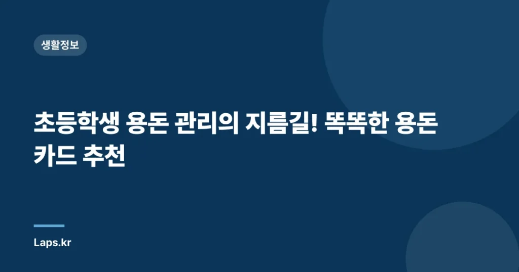 초등학생 용돈 관리의 지름길! 똑똑한 용돈카드 추천