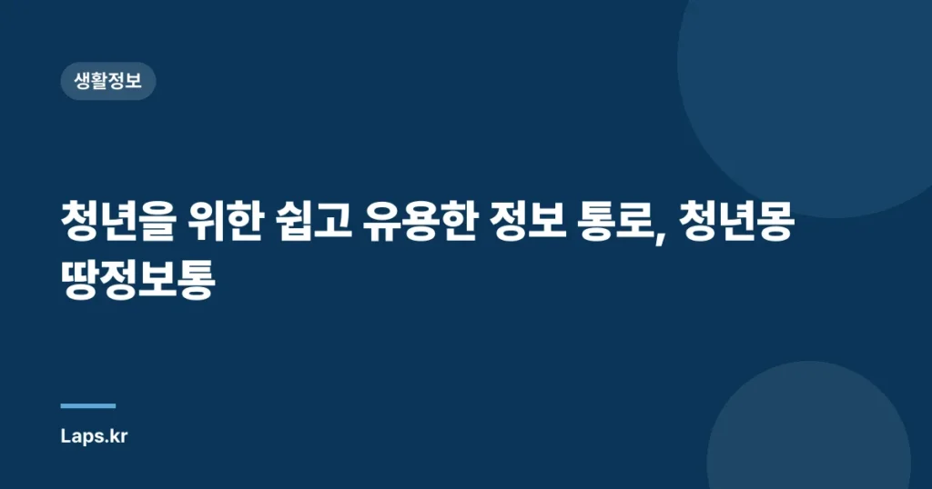 청년을 위한 쉽고 유용한 정보 통로, 청년몽땅정보통