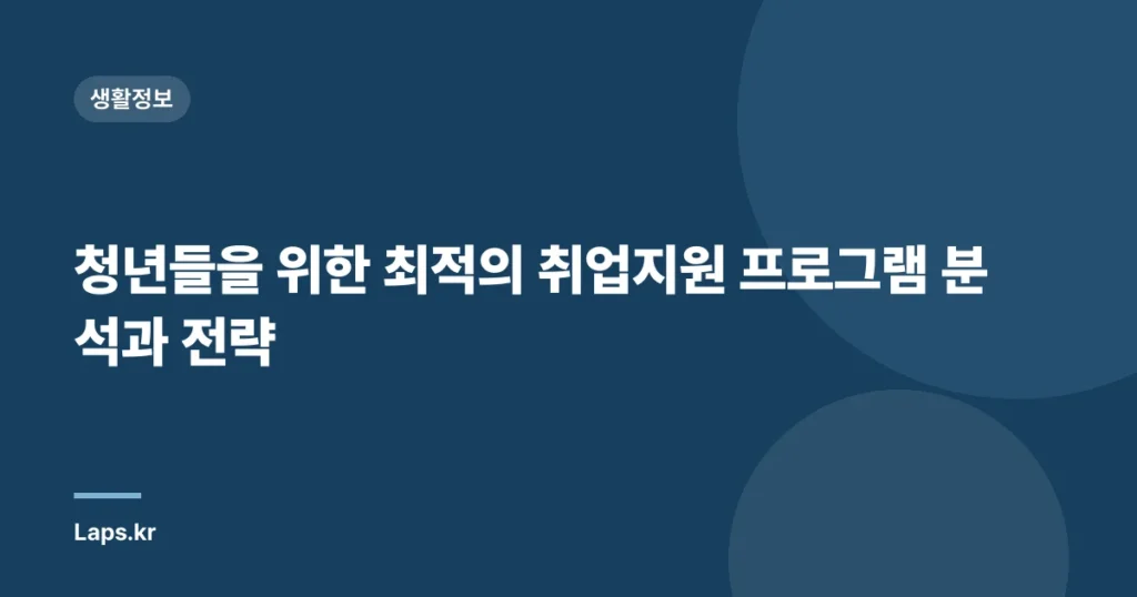 청년들을 위한 최적의 취업지원 프로그램 분석과 전략