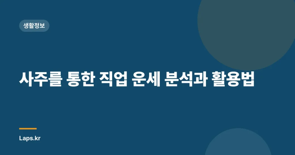 사주를 통한 직업 운세 분석과 활용법