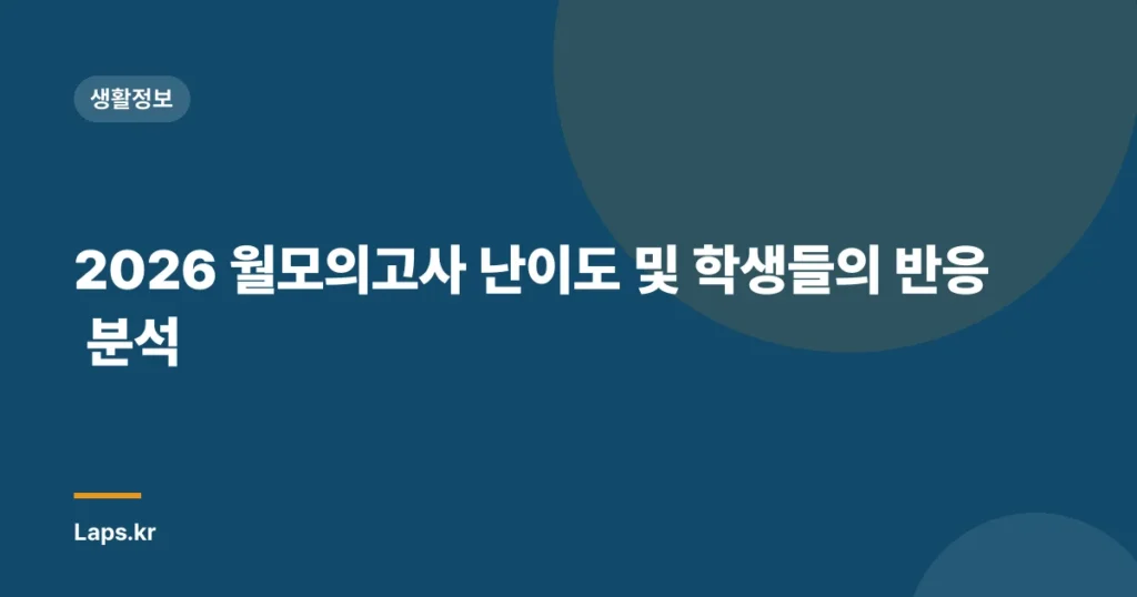 2026 월모의고사 난이도 및 학생들의 반응 분석