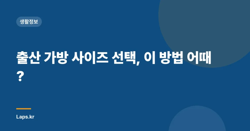 출산 가방 사이즈 선택, 이 방법 어때?