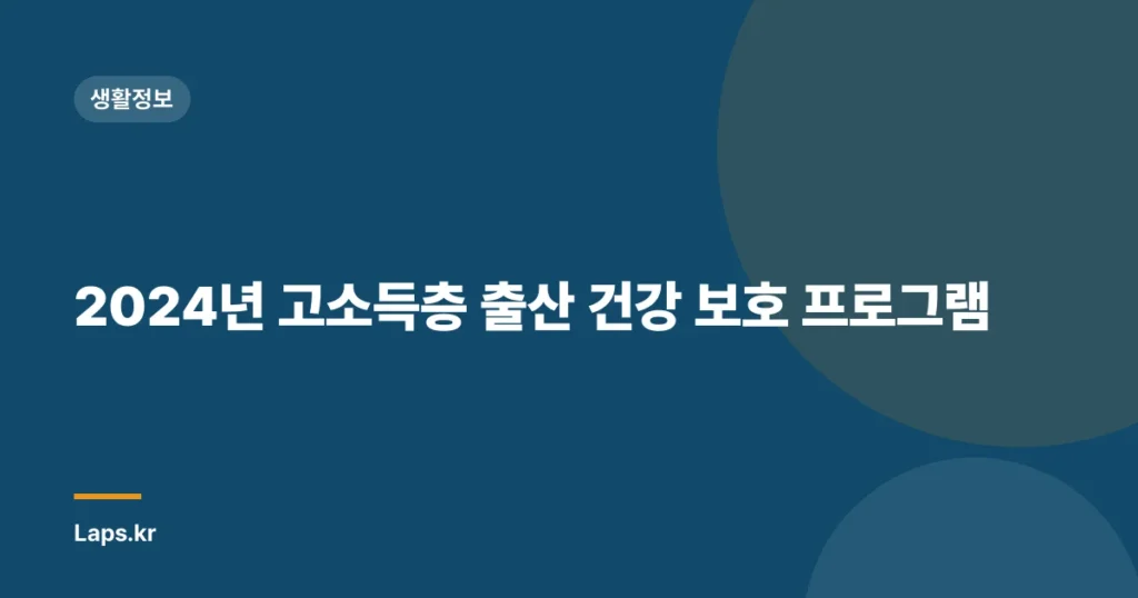 2024년 고소득층 출산 건강 보호 프로그램