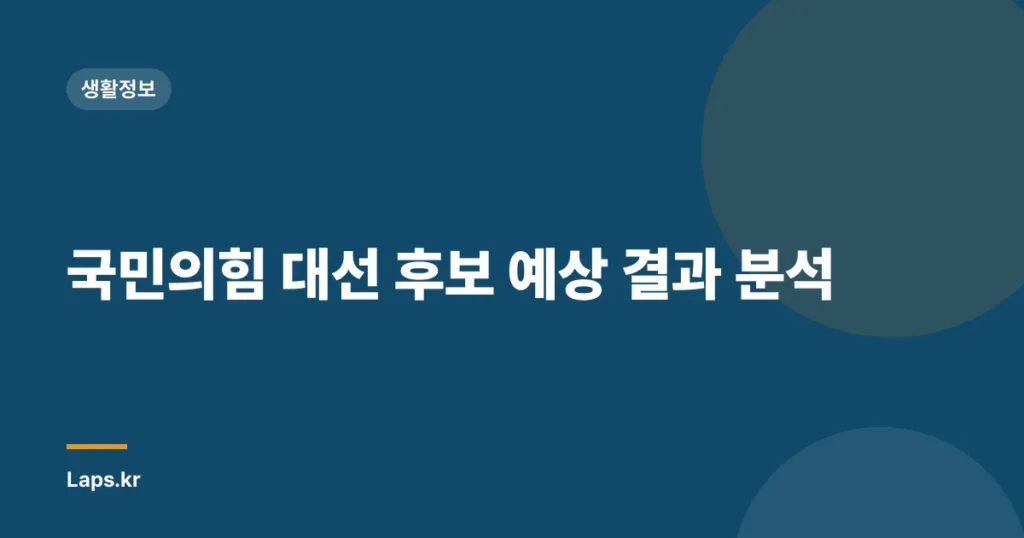 국민의힘 대선 후보 예상 결과 분석