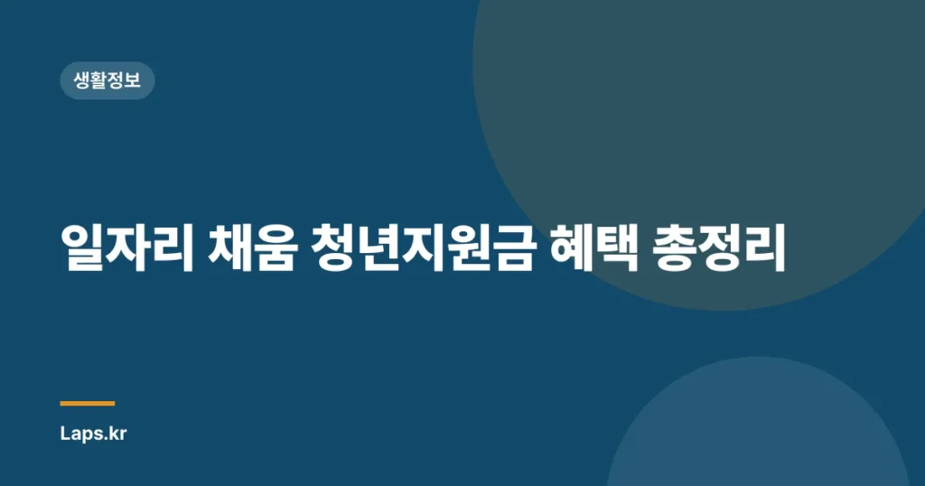 일자리 채움 청년지원금 혜택 총정리