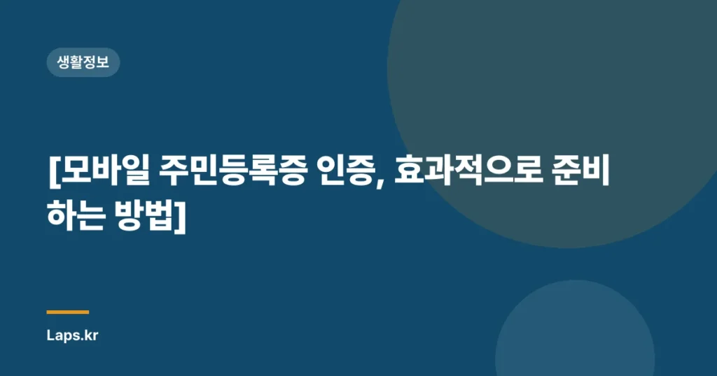 [모바일 주민등록증 인증, 효과적으로 준비하는 방법]
