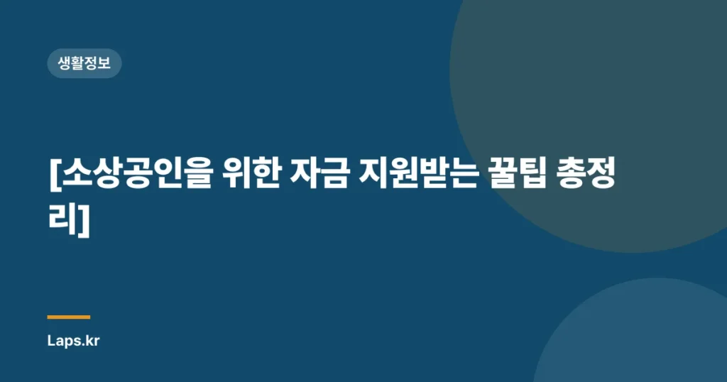 [소상공인을 위한 자금 지원받는 꿀팁 총정리]