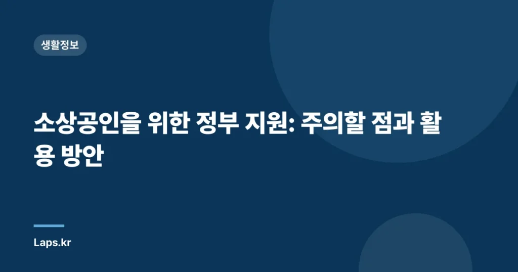 소상공인을 위한 정부 지원: 주의할 점과 활용 방안