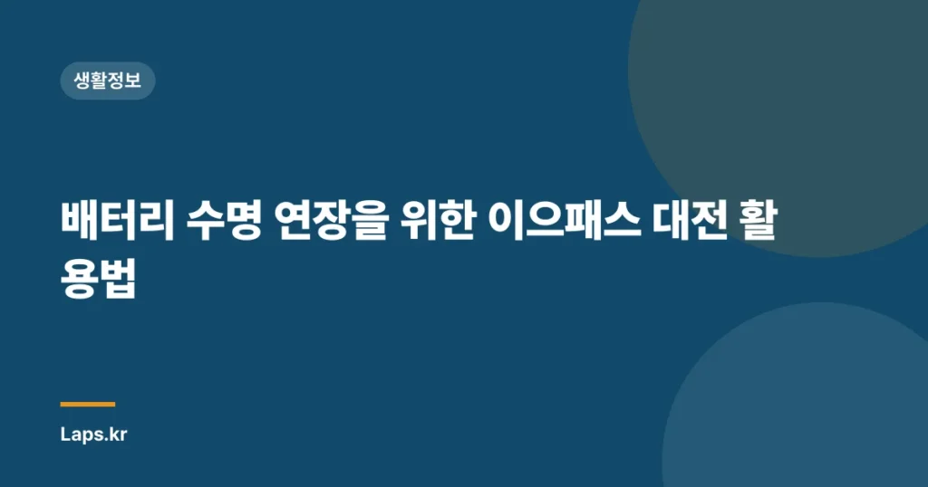 배터리 수명 연장을 위한 이으패스 대전 활용법