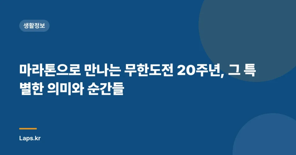 마라톤으로 만나는 무한도전 20주년, 그 특별한 의미와 순간들
