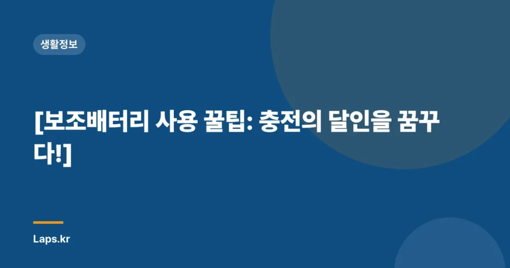 [보조배터리 사용 꿀팁: 충전의 달인을 꿈꾸다!]
