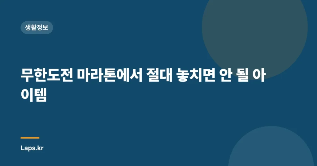무한도전 마라톤에서 절대 놓치면 안 될 아이템