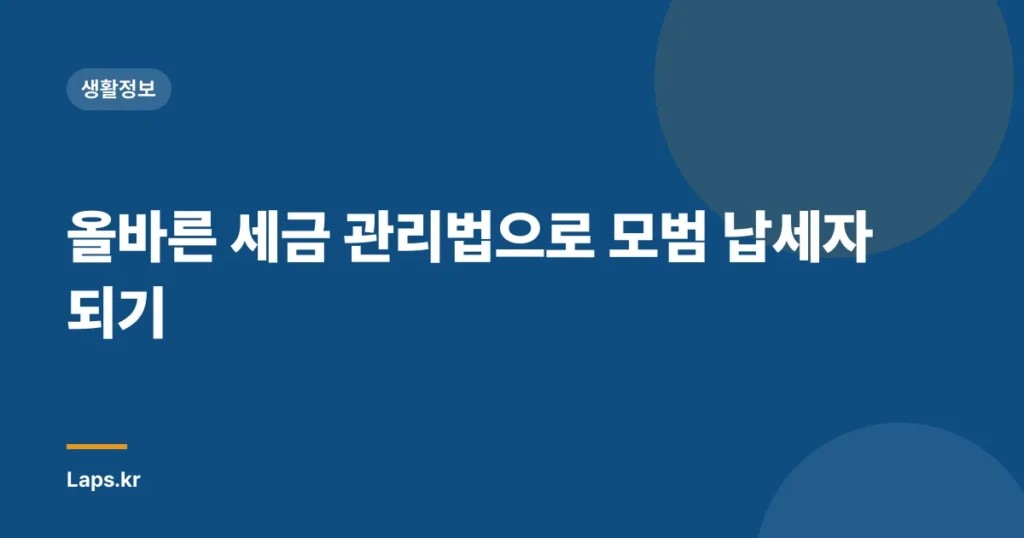 올바른 세금 관리법으로 모범 납세자 되기