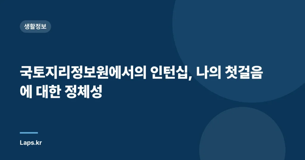 국토지리정보원에서의 인턴십, 나의 첫걸음에 대한 정체성