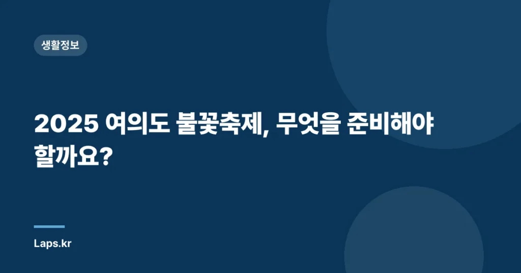 2025 여의도 불꽃축제, 무엇을 준비해야 할까요?