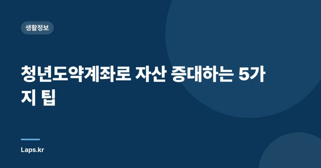청년도약계좌로 자산 증대하는 5가지 팁
