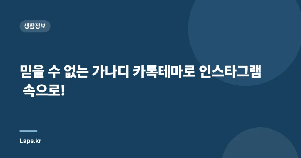 믿을 수 없는 가나디 카톡테마로 인스타그램 속으로!