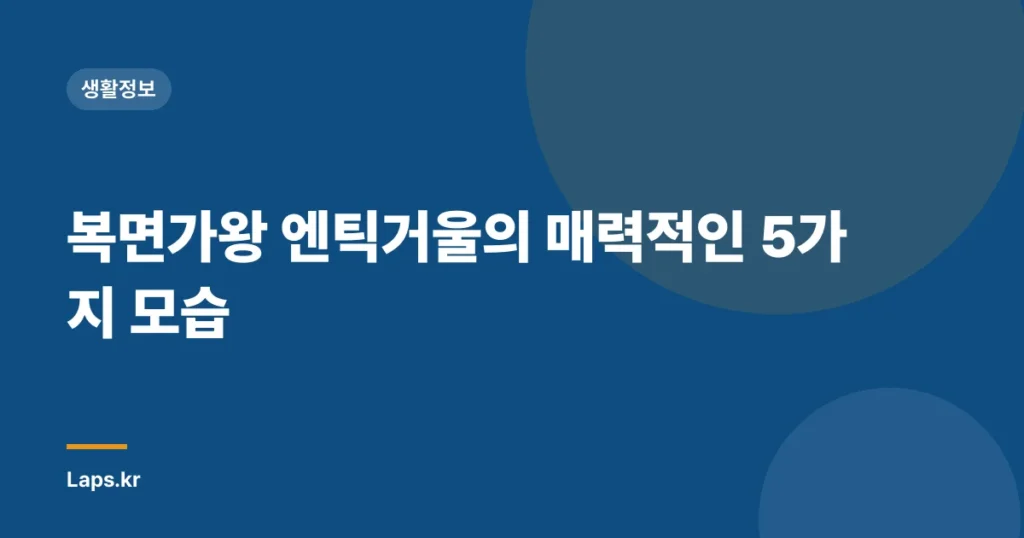 복면가왕 엔틱거울의 매력적인 5가지 모습