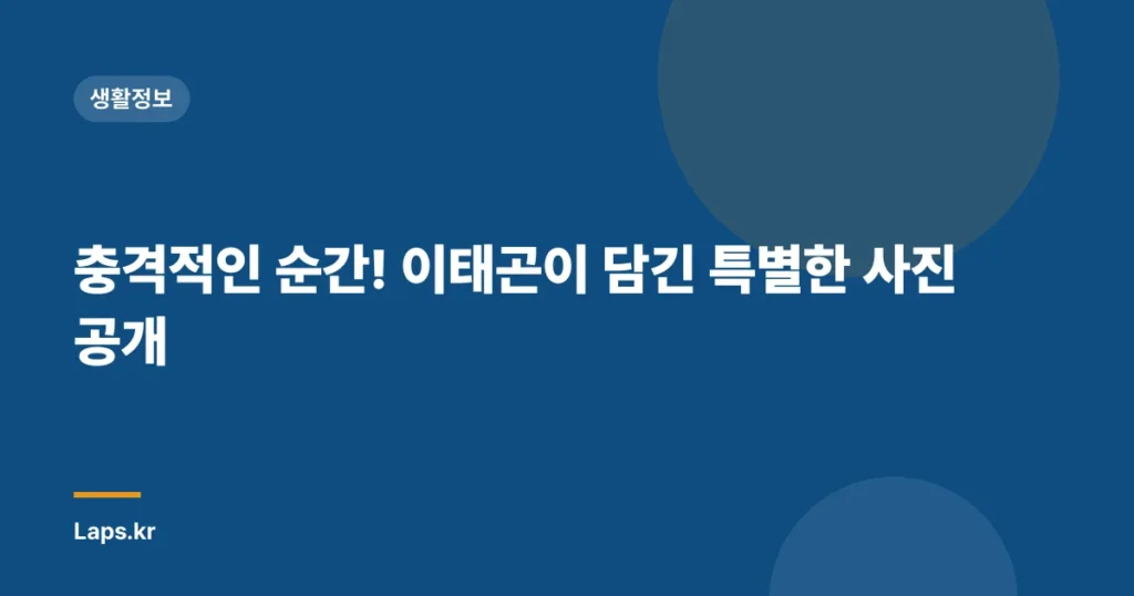 충격적인 순간! 이태곤이 담긴 특별한 사진 공개