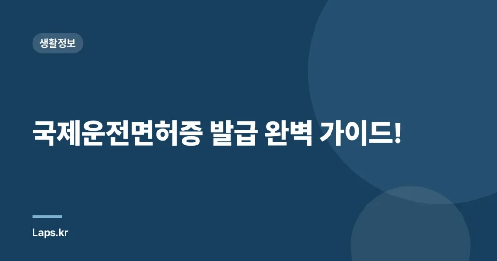 국제운전면허증 발급 완벽 가이드!