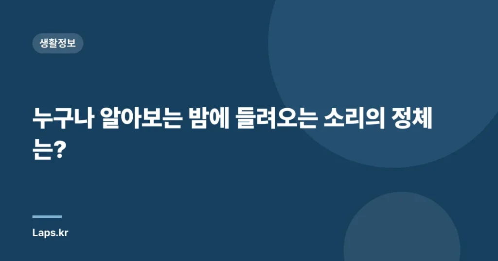 누구나 알아보는 밤에 들려오는 소리의 정체는?