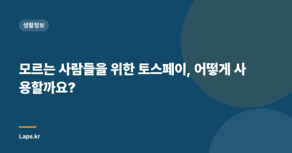 모르는 사람들을 위한 토스페이, 어떻게 사용할까요?