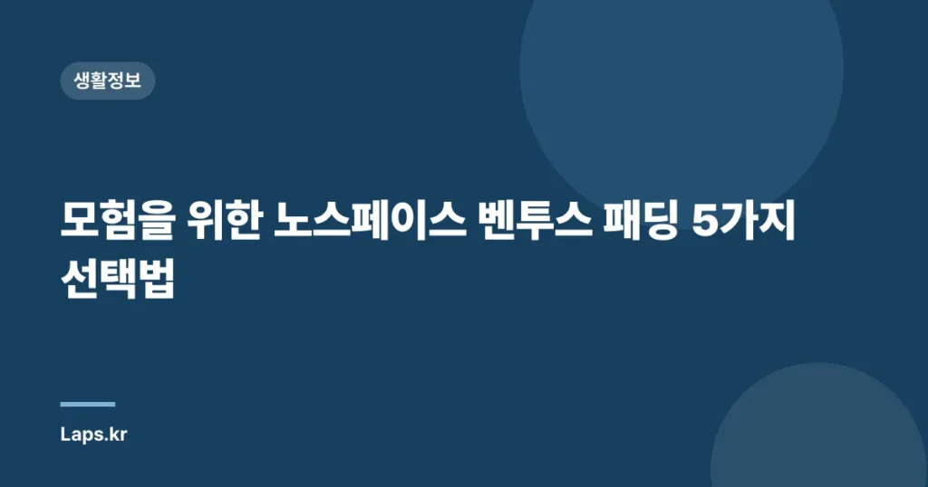 모험을 위한 노스페이스 벤투스 패딩 5가지 선택법