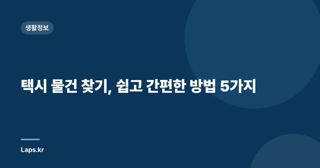 택시 물건 찾기, 쉽고 간편한 방법 5가지