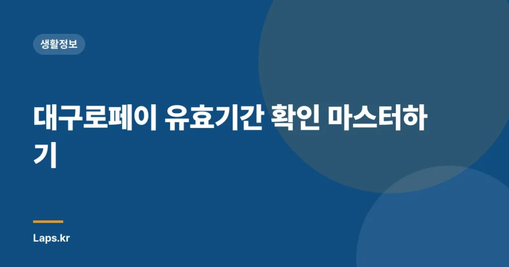 대구로페이 유효기간 확인 마스터하기