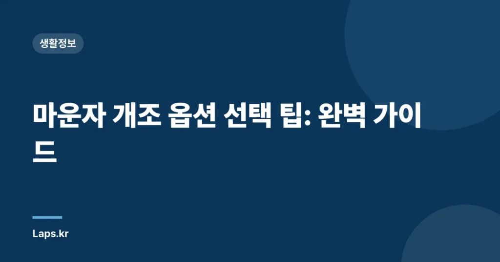 마운자 개조 옵션 선택 팁: 완벽 가이드