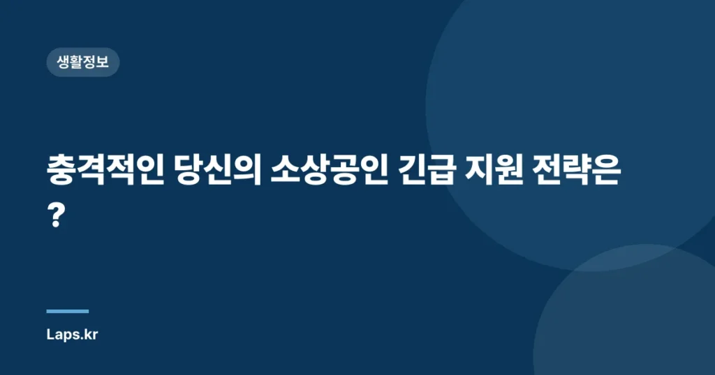 충격적인 당신의 소상공인 긴급 지원 전략은?